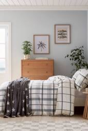 Helena Springfield 'Hudson Check' Brushed Cotton Duvet Cover Set in Charcoal - Size: Single