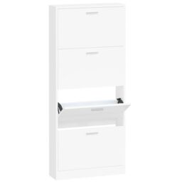 Berkfield Home Shoe Cabinet White 59x17x150 cm Engineered Wood - Size: 59 x 17 x 150 cm - thumbnail 2