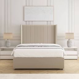 "BSSPOKE Charlotte Divan Bed Set Plush 54""Headboard 2Drawers Footend & Mattress in Cream - Size: Super King" - thumbnail 2