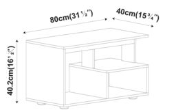 EONLION White Wooden Side Coffee Table With Storage Shelves TV Stand 160cm - thumbnail 2