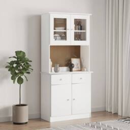 Berkfield Home Beautiful Dresser Top ALTA White 77x30x92 cm Solid Wood Pine - Size: 77 x 30 x 92 cm