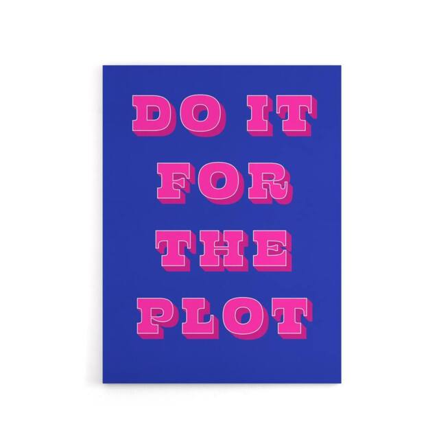 "Artery8 Do It For The Plot Retro Blue Pink Funny Cheeky Canvas Wall Art Print - Size: W24"" x H32""" - image 1