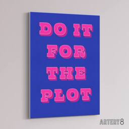 "Artery8 Do It For The Plot Retro Blue Pink Funny Cheeky Canvas Wall Art Print - Size: W24"" x H32""" - thumbnail 2