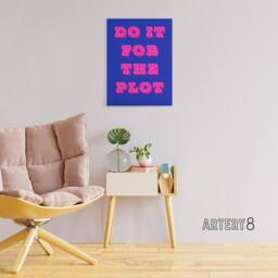 "Artery8 Do It For The Plot Retro Blue Pink Funny Cheeky Canvas Wall Art Print - Size: W24"" x H32""" - thumbnail 3