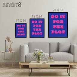 "Artery8 Do It For The Plot Retro Blue Pink Funny Cheeky Canvas Wall Art Print - Size: W24"" x H32""" - thumbnail 4