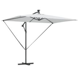 Berkfield Home Cantilever Banana Parasol with Lock Sand 294 x 200 x 254 cm in Brown - thumbnail 2