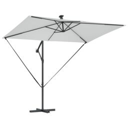 Berkfield Home Cantilever Banana Parasol with Lock Sand 294 x 200 x 254 cm in Brown - thumbnail 4
