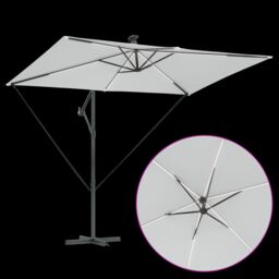 Berkfield Home Cantilever Banana Parasol with Lock Sand 294 x 200 x 254 cm in Brown - thumbnail 9