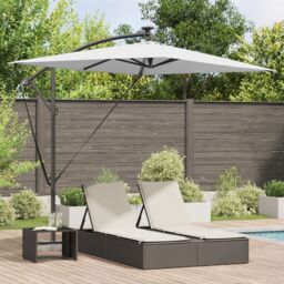 Berkfield Home Cantilever Banana Parasol with Lock Sand 294 x 200 x 254 cm in Brown