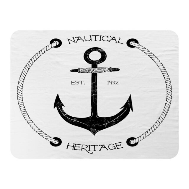 Benjamin Tate Design Nautical Anchor Blanket in Natural - Size: 120 cm x 150 cm - image 1