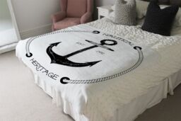 Benjamin Tate Design Nautical Anchor Blanket in Natural - Size: 120 cm x 150 cm - thumbnail 3
