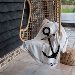 Benjamin Tate Design Nautical Anchor Blanket in Natural - Size: 120 cm x 150 cm - thumbnail 4
