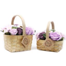 KDMD Large Lilac Bouquet in Wicker Basket in Brown - thumbnail 2