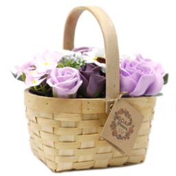 KDMD Large Lilac Bouquet in Wicker Basket in Brown