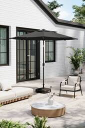 Garden Sanctuary 3m Patio Outdoor Crank Parasol Solar 24 LED Lights with Plastic Fillable Base in Dark Grey - thumbnail 2