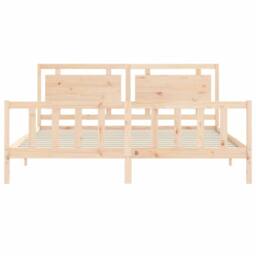 Berkfield Home Beautiful Bed Frame with Headboard 200x200 cm Solid Wood in Natural - thumbnail 6