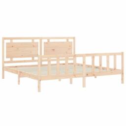 Berkfield Home Beautiful Bed Frame with Headboard 200x200 cm Solid Wood in Natural - thumbnail 5