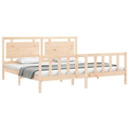 Berkfield Home Beautiful Bed Frame with Headboard 200x200 cm Solid Wood in Natural - thumbnail 4