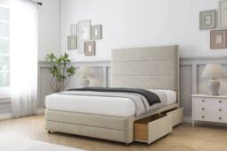 "Comfort Beds Zoya Plush Divan Base 4 Drawers - 54"" Headboard-Footboard in Cream - Size: Double" - thumbnail 1