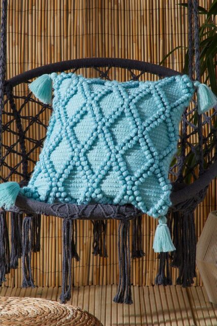 Drift Home 'Alda' Outdoor Durable Garden Filled Bench Cushion in Duck Egg Blue - Size: 43 cm x 43 cm - image 1