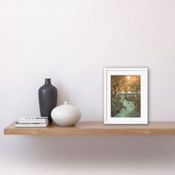 "Artery8 Wall Art Print Mangrove Forest Swamp Landscape Linocut Style Artwork Framed 9X7 Inch in White - Size: W7"" x H9""" - thumbnail 2