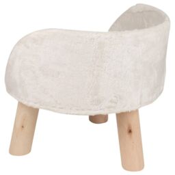 EONLION Luxury Round Velvet Pet Bed Stool on Wooden Legs in White - thumbnail 7