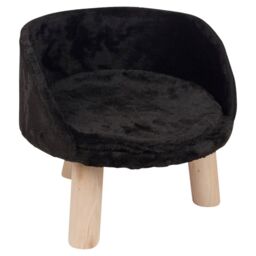 EONLION Luxury Round Velvet Pet Bed Stool on Wooden Legs in White - thumbnail 4