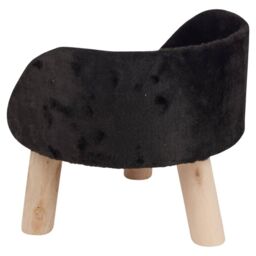 EONLION Luxury Round Velvet Pet Bed Stool on Wooden Legs in White - thumbnail 5