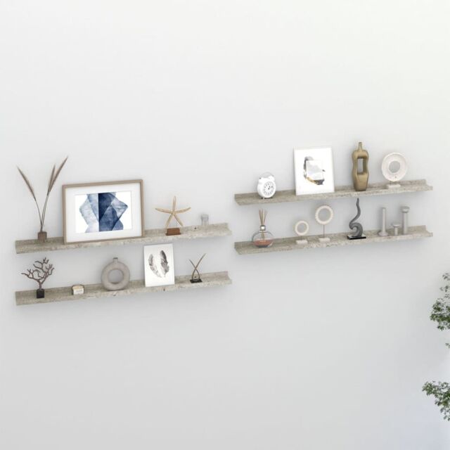 Berkfield Home Wall Shelves 4 pcs Concrete Grey 100x9x3 cm - Size: 100 x 9 x 3 cm - image 1