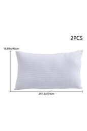 Living and Home 2Pcs Washable Stripe Bed Pillows Comfortable Medium Firm Support Pillows, 74cm L x 48cm W in White - Size: 74 cm L x 48 cm W - thumbnail 6