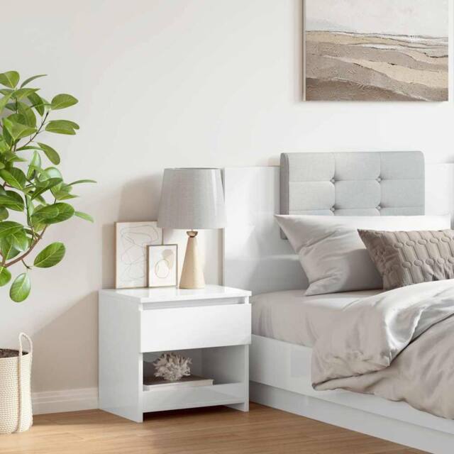 Berkfield Home Elegant Bedside Cabinet High Gloss White 40x30x39 cm Engineered Wood - Size: 40 x 30 x 39 cm - image 1