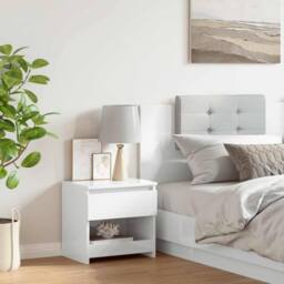 Berkfield Home Elegant Bedside Cabinet High Gloss White 40x30x39 cm Engineered Wood - Size: 40 x 30 x 39 cm - thumbnail 1