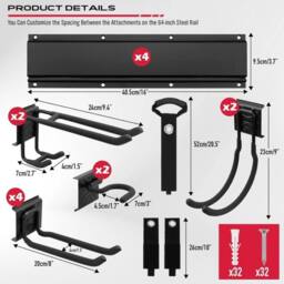 Kelvenix Heavy Duty Garage Tool Wall Mounted in Black - Size: 10000mm x 520mm - thumbnail 2