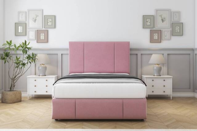"Comfort Beds Arya Plush Divan Set 2 Drawers-54"" Headboard-Footboard in Pink - Size: King" - image 1