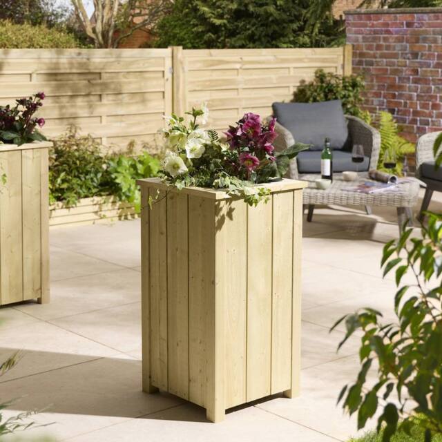 Rowlinsons Signature Heritage Tall Square Planter - Timber - L43 x W43 x H78 cm in Light Brown - image 1