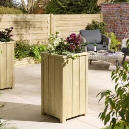 Rowlinsons Signature Heritage Tall Square Planter - Timber - L43 x W43 x H78 cm in Light Brown - thumbnail 1