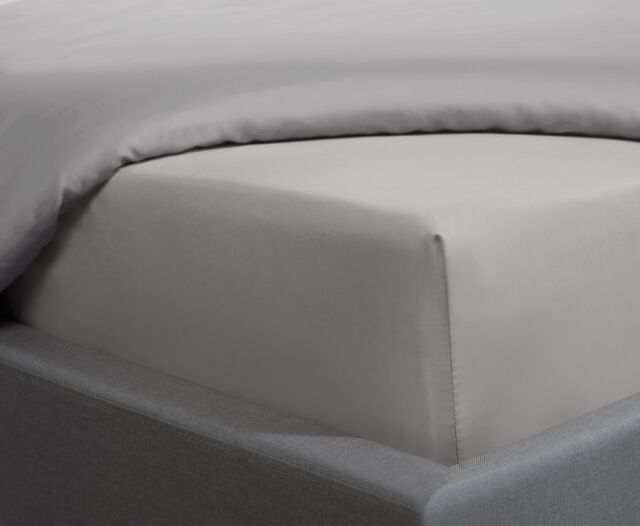 Smart Living Luxurious 300 Thread Count 100% Cotton Sateen Anti-Allergy Fitted Sheet in Silver - Size: Single Fitted - image 1