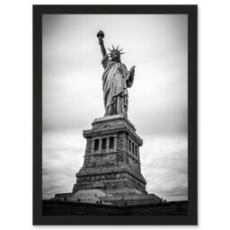 Artery8 Statue Liberty New York City USA Black White Artwork Framed Wall Art Print A4 - thumbnail 1