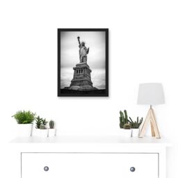 Artery8 Statue Liberty New York City USA Black White Artwork Framed Wall Art Print A4 - thumbnail 2