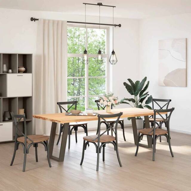 Berkfield Home Modern vidXL Dining Table Legs U-Shaped 2 pcs Natural Steel 90x(7 in Brown - image 1