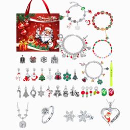 Lovii Women's Elegant Sparkling Advent Calendar Necklace & Bracelet Set with Swarovski Crystals in Red