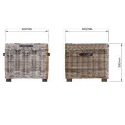 FWStyle Kubu Rattan Lift Up Greywash Pine Storage Side Table Assembled in Brown - thumbnail 5