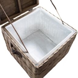 FWStyle Kubu Rattan Lift Up Greywash Pine Storage Side Table Assembled in Brown - thumbnail 4