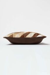 Homescapes Diamond Check Leather Cushion 45 x 45 cm in Brown - Size: 45 cm x 45 cm - thumbnail 4