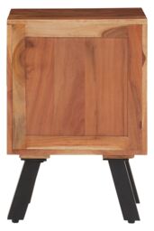 Orsina Three‑Drawer Acacia Side Table, Natural Solid Acacia Wood with Industrial Black Iron Legs, End Table - thumbnail 2