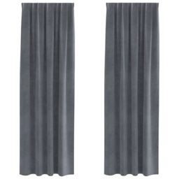 Berkfield Home Blackout Curtains with Top Tape 2 pcs Super Light Grey Velvet - thumbnail 2
