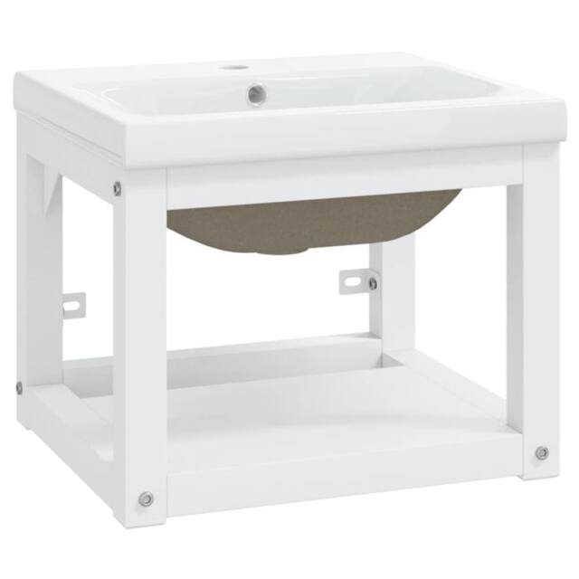 Berkfield Home Bathroom Washbasin Frame with Built-in Basin White Iron - image 1