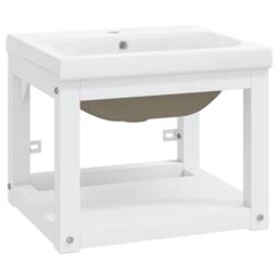 Berkfield Home Bathroom Washbasin Frame with Built-in Basin White Iron - thumbnail 1