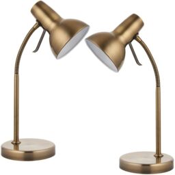 Loops 2 PACK - Adjustable Neck USB Desk Lamp Satin Nickel Metal Shade Table Work Light in Metallics - thumbnail 1