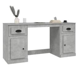 Berkfield Home Desk with Cabinet Concrete Grey Engineered Wood - thumbnail 4